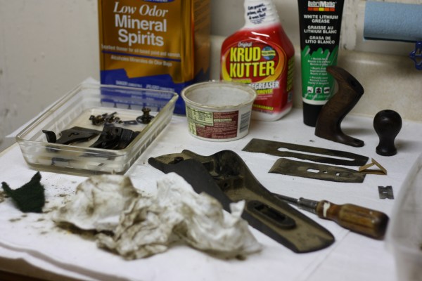 The plane broken down and the tools of the trade...